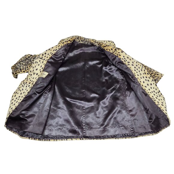 Vintage Russel Taylor Coat Leopard Print Mid Length Button Front Faux Fur Animal - Picture 5 of 16